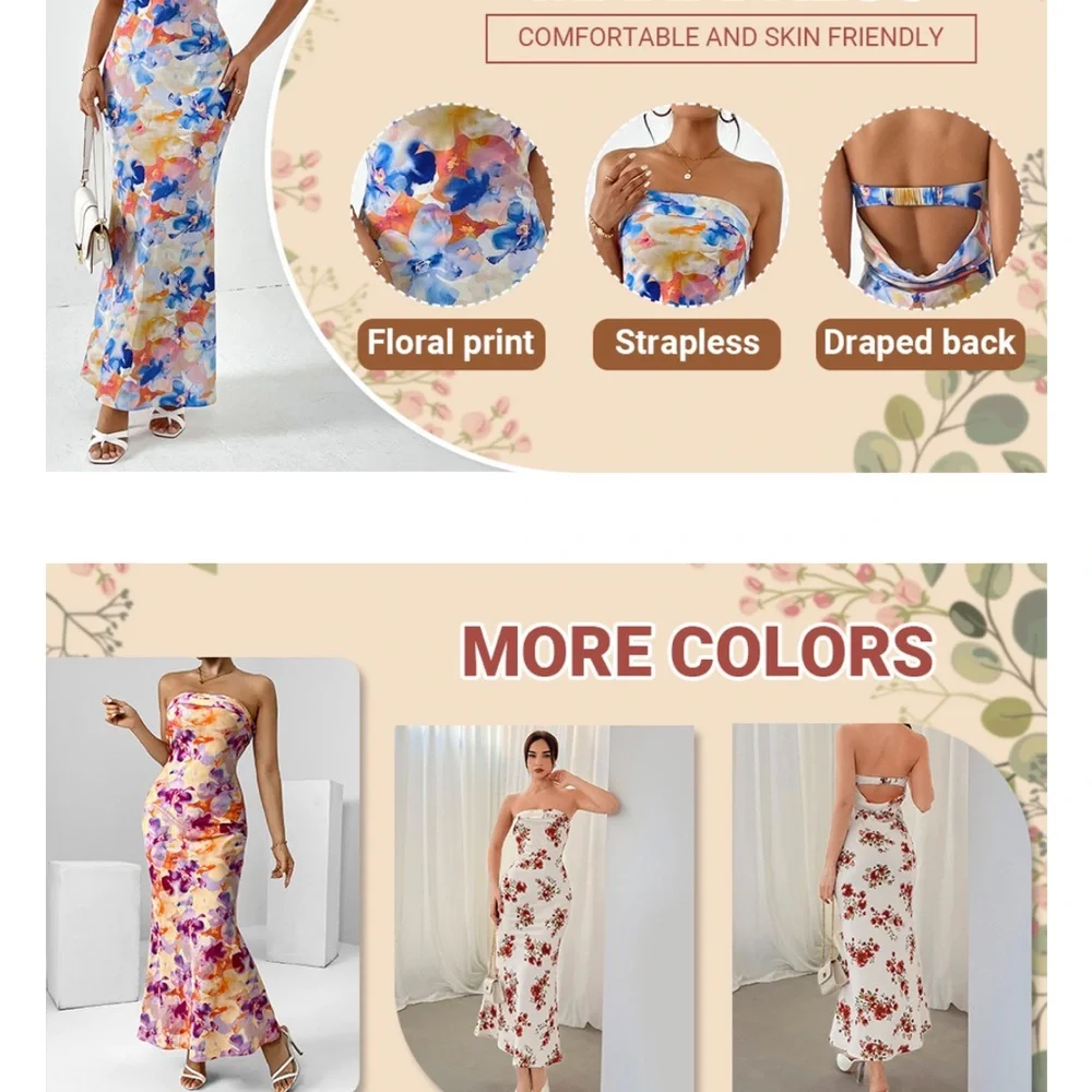 Floral Strapless Maxi Dress - Picture 5 of 5